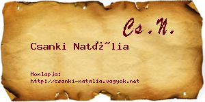 Csanki Natália névjegykártya